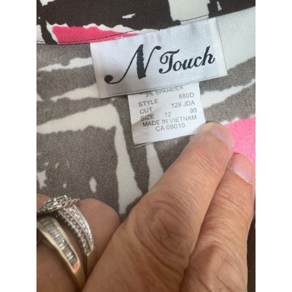 N Touch Blazer Size 12 Style 88OD Pink Brown Geometric Pattern Funky Glam - Picture 8 of 9